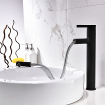 Black 360 degree and pull-out surface hot and cold all copper with shower telescopic shampoo washbasin basin basin single hole faucet