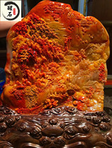 Lao stone crystal ornaments Shoushan ornaments Tian Huangshi original stone carving gold frozen stone ornaments Dahongpao chicken blood stone