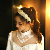 Special price does not return no gift box dream Yao bride Super fairy wide-brimmed headband Daily wedding press retro headdress