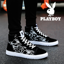 Playboy canvas shoes mens high-help 2021 autumn shoes boys Net red high bang trendy shoes Korean version of the trend Wild