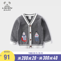 Boys sweater 2021 spring and autumn Rabbi tree childrens clothing childrens knitted cardigan baby Foreign sweater