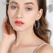 Silver pin senior sense big ring ring earrings female European and American fashion earrings 2021 New Tide red retro harbor wind earrings