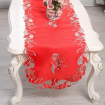 Chinese table flag embroidery table flag red wedding festive tablecloth red rectangular long strip coffee table cloth cover towel