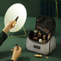 ~ Cosmetic bag female skin care wash thousand bird grid portable net red portable girl heart simple large capacity ins Wind Super fire