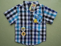 2021 summer style full cotton plaid short sleeve T-shirt casual boy shirt lining childrens plaid cardiovert summer clothing childrens clothing