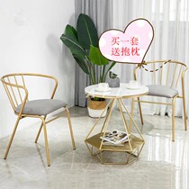 Balcony table and chair Net red milk tea shop table and chair combination small round table tea table ins simple marble round coffee table AFL