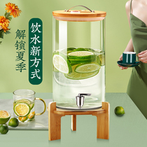 Cold water jug with faucet Large capacity household cold water jug Glass high temperature cola bucket Lemon cool white open drink bucket