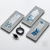 Hand-painted blue and white ceramic tea tray dry brewing table kung fu tea set pot bearing Japanese hand-dry and wet drainage tea table