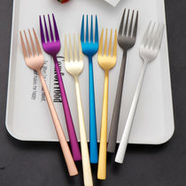 Stainless steel tableware cute Korean long handle fork set Creative household adult dinner large Western steak fork