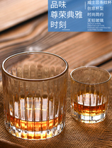 Whisky glass Glass Pure drink Classical striped glass Spirits glass Round ice hockey special cocktail glass Lead-free foreign glass