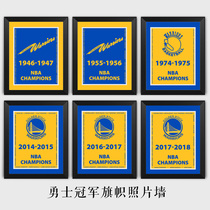 Golden State Warriors Finals banner Solid wood photo photo table Hanging wall decorative image frame Hanging frame Photo frame
