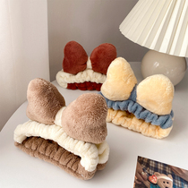 Furry hair with female wash face Korea cute butterfly knot hair with coral suede Coloured hair band Hair Hoop Makeup Bunch Hair