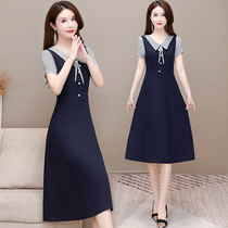 Lapel Dress Summer Women 2021 New Slim Little French Retro Little Black Dress Black Blue Skirt