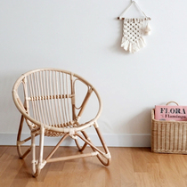 ins children chair photography props real rattan chair imported Indonesian rattan choreography chair Nordic rounded corners decorated with small chair short stool