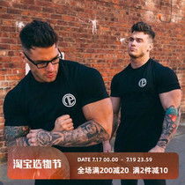 Muscle captain tights Mens sports Short sleeve fitness suit Basketball Running training Quick-drying stretch T-shirt top summer