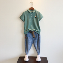 Boy Summer short sleeve polo shirt CUHK Tong Han Edition Gentleman Turned t-shirt Child Leisure cover Hooded Blouse Tide