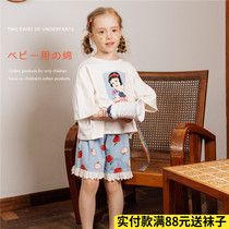 2021 Little Black Tony Home clothes Girls spring and summer thin Modal pajamas Childrens little Black Tony air conditioning clothes childrens clothing