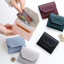 Korean iconic New temperament simple ins Wind leather envelope small card bag portable portable bus wallet