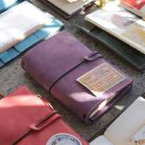 Leather retro travel passport loose-leaf record Hand-book note Portable travel TN hand-book notebook sub-small