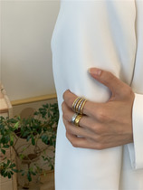 Net red check color ring female European and American fashion blogger with INS wild design sense micro-inlaid zircon ring