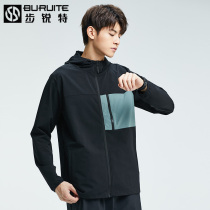 Sports jacket mens Spring and Autumn New stitching hooded sweater female couple fitness training running jacket windbreaker