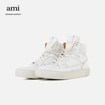 AMI unisex classic love cowhide solid color casual simple fashion high-top sneakers