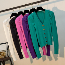 Slim small knitted cardigan spring and autumn shawl with Ice Silk Air conditioning shirt sunscreen short sweater female foreign coat thin