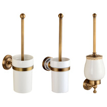 European toilet brush set Copper antique wall-mounted household toilet long handle cleaning toilet brush Vintage toilet brush