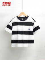 Boy striped T-shirt 2022 Children fitted new children short sleeve T-shirt baby half sleeve foreign air summer dress blouses