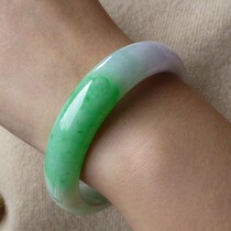 Longyu Culture Burmese Emerald Womens Ice Glutinous species Violet womens Yang Green Jade Bracelet with Spring Colorful Bracelet