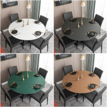 Solid color leather tablecloth Waterproof and oil-proof wash-in non-slip table mat Household round table mat Leather round table mat tasteless