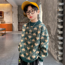Boys sweater pullover 2021 autumn and winter boys round neck winter dress Korean version of winter thick children children foreign gas