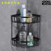 Bathroom hardware all copper triangle basket solid net basket bathroom storage corner frame black wall rack