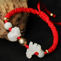 2022 Year of the Tiger Liuhe Zodiac Noble belongs to the year of the Tiger red rope bracelet transfer beads hand rope jewelry gift men and women