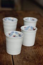 My family fruit bayberry cup Blue and white glaze red teacup Wine glass handy cup