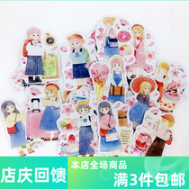 Day Style Cherry Blossom Girl Handbill Stickler figures Decorative Collage Handmade Diary Album Decorative Handbill Stickers