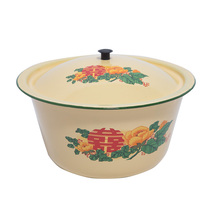 Old-fashioned large-toned stuffed hair basin nostalgic covered enamel basin home kitchen thickened trumpet and Topper