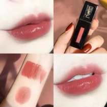 YSL Saint Laurent thin tube Round Tube Lip Balm Lipstick White Silver Bar Black Tube Lip Glaze 407409 Little Black Bar 302