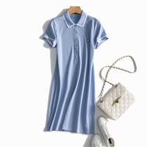 French order polo collar dress womens summer 2021 new leisure sports age reduction medium long T-shirt skirt