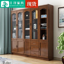 Solid wood bookcase 5 doors 2 doors 3 doors bookcase Bookcase locker with door with glass door Bookcase Oak