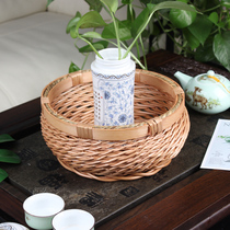 Rattan basket Bamboo storage basket Grass storage basket Kitchen desktop rattan basket Snack sundries basket Round woven basket