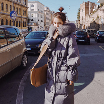 Down cotton clothes womens mid-length 2020 winter new Korean loose Dongdaemun tide big wool collar cotton coat jacket