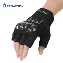 RICHA motorcycle semi-finger glove male and female locomotive riding haretro retro genuine leather dew finger breathable knight gloves