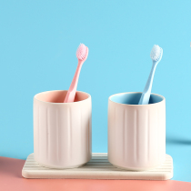 Simple ceramic wash mouth cup Household brushing cup tooth bucket Creative cute tooth cylinder cup set couple toothbrush cup