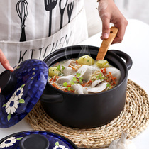 Casserole saucepan High temperature resistant tile Pot Soup Saucepan Blue Ceramic Small Sand Pot Saucepan for Home Minfire Gas Big Soup