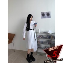 Kurozawa Xuan Qi fat mm2021 new waist thin temperament irregular pleated hem shirt dress women