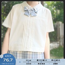 Sakura Family JK uniform (light breeze) embroidered corner collar jk shirt square collar embroidered half-sleeved white shirt