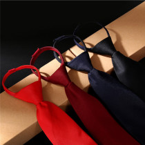 Men and womens short bank insurance activities military band solid color professional zipper tie easy to pull lazy people