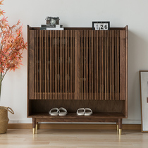 Nordic Black Walnuts Wood Pure Solid Wood Minima Modern Light Lavish Grille Shoes Cabinet Oak Doors Hall Containing Hyun Guan Cabinet Entrance Door