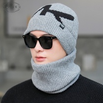 Keeping Hat Green Warm Line Plus Years Mens Hair Thick Knit Wool Line Cap Plus Suede Winter Cotton Hat Anti-Chill Neck two sets